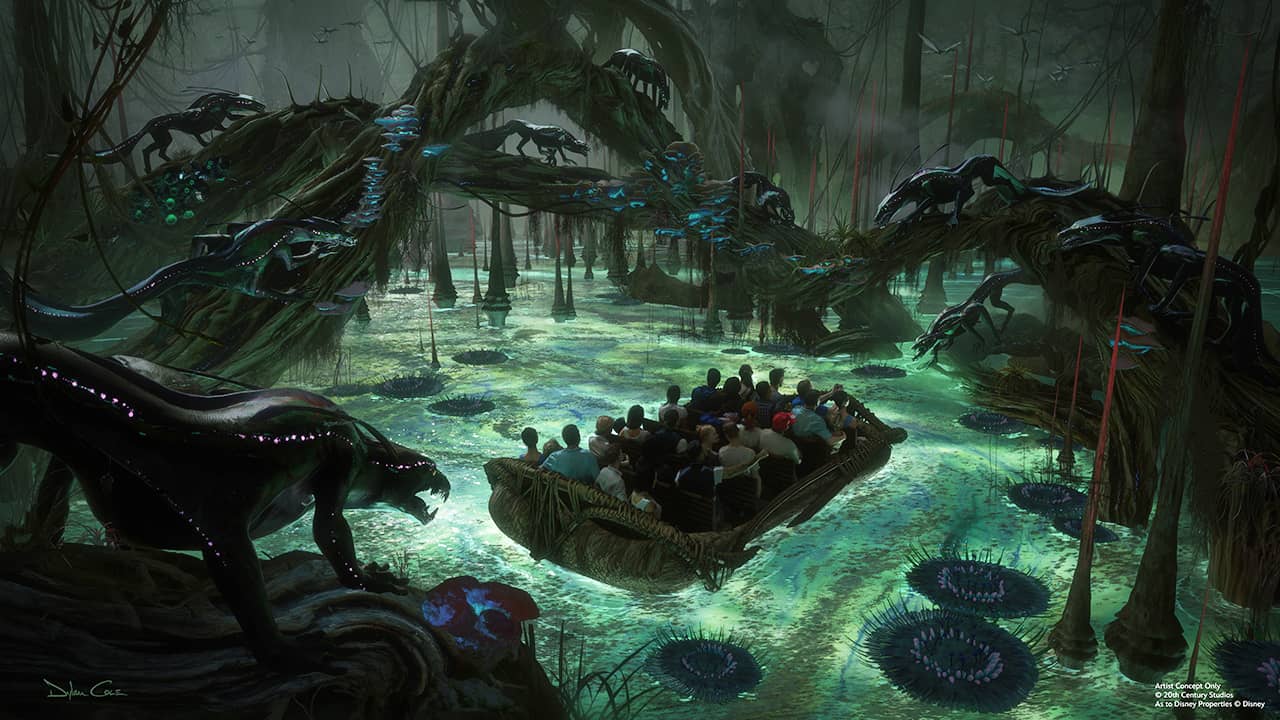 Inside the new Avatar boat ride