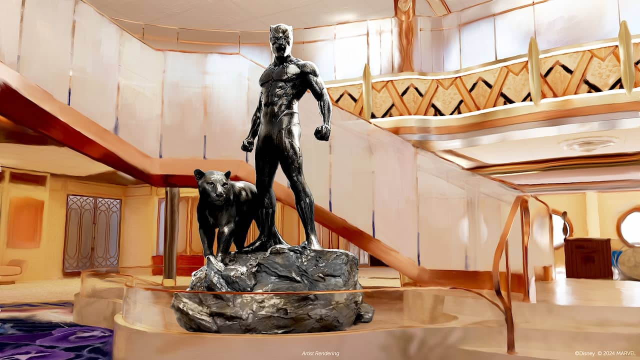 T'Challa statue on Disney Destiny