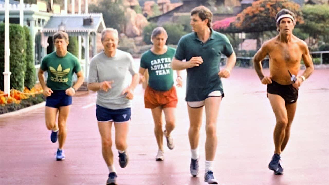 Jimmy Carter jogging through Disneyland