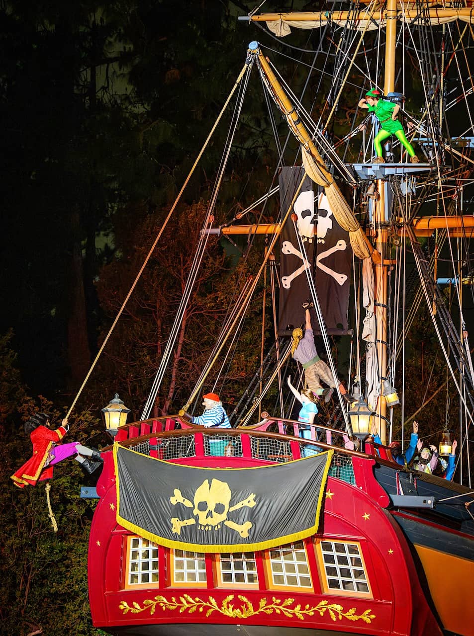 Peter Pan and Captain Hook in 2024's Fantasmic at Disneyland