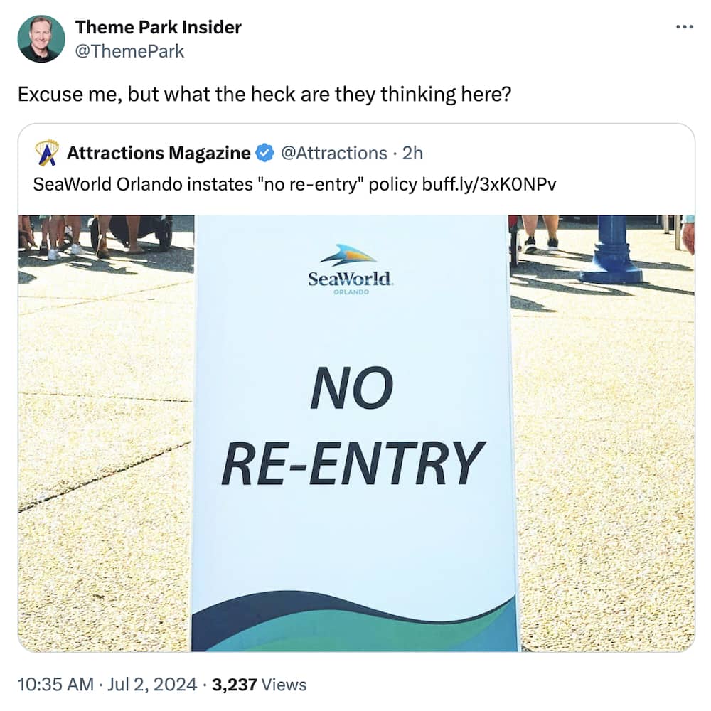 No re-entry at SeaWorld Orlando