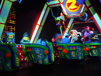 Inside Buzz Lightyear Astro Blasters at Disneyland